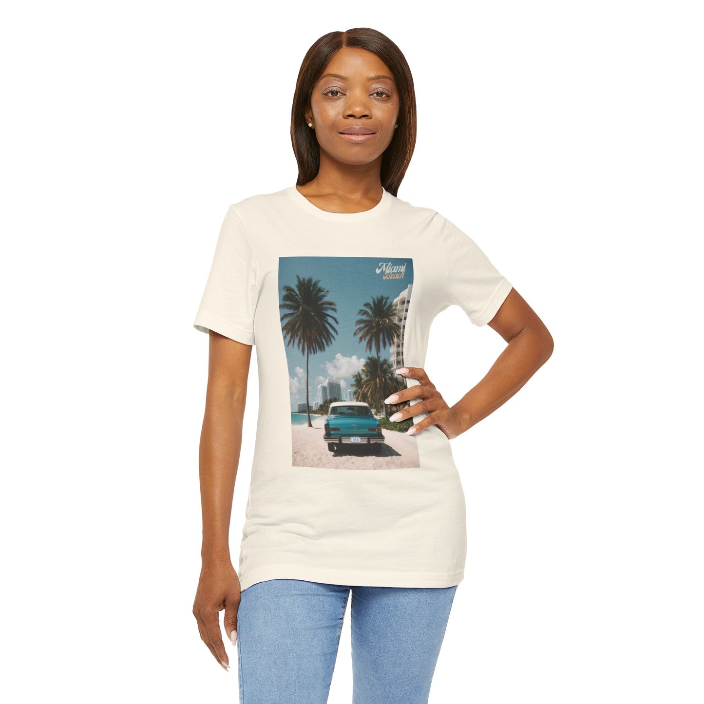 Vintage Car Miami Beach Jersey Short Sleeve Tee