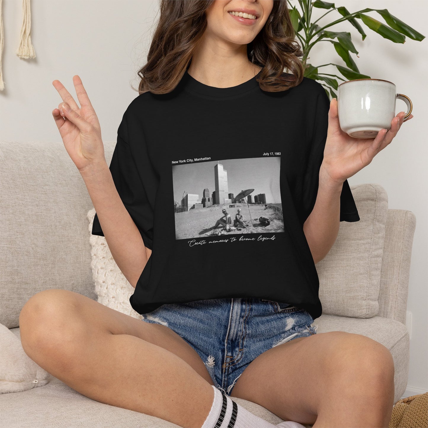 NYC Manhattan Summer Photograph 1980s Graphic T-Shirt