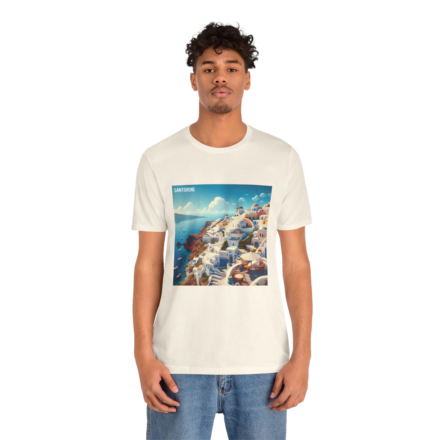 Santorini Oia Disney Pixar Style Jersey Short Sleeve Tee