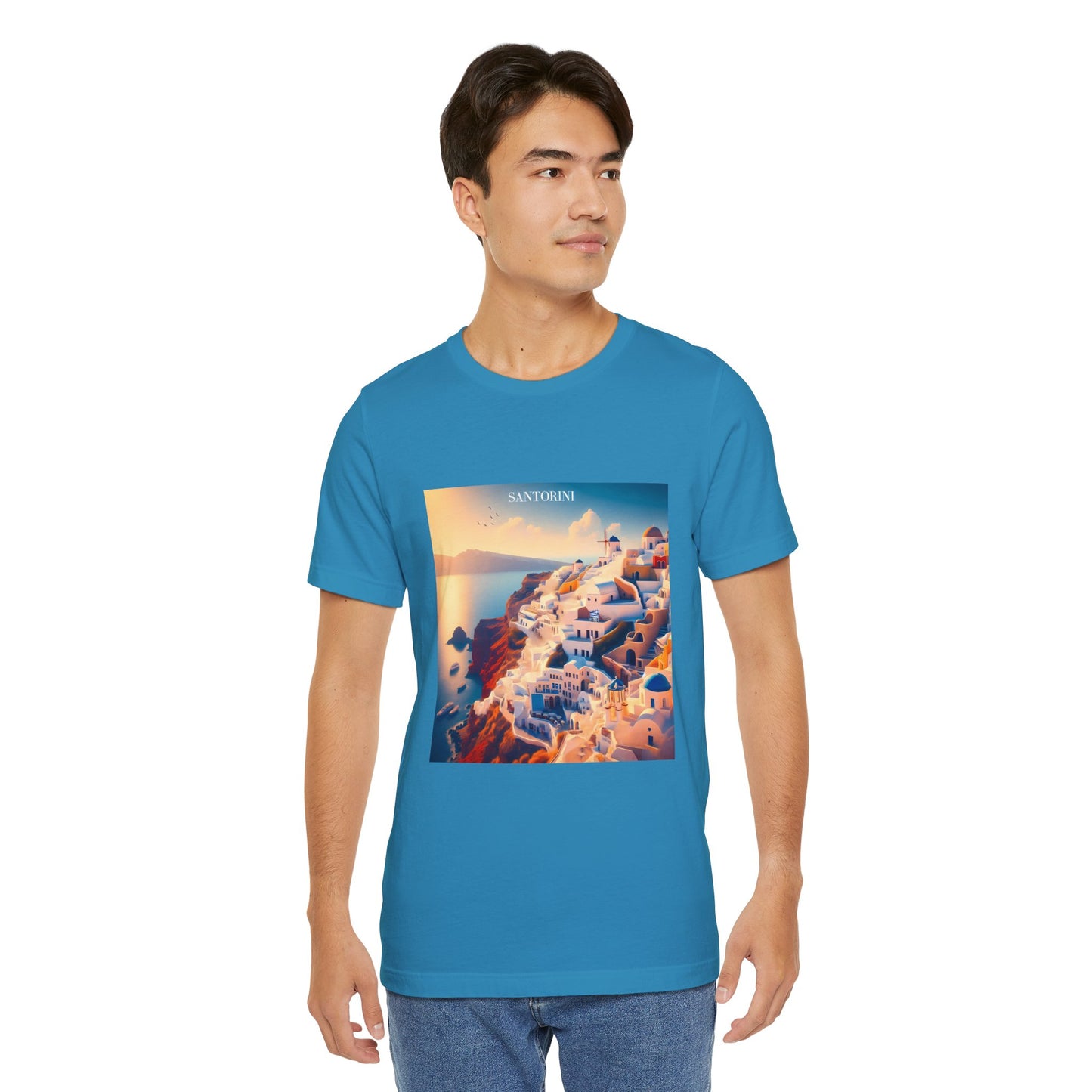 Santorini Sunset Disney Pixar Style Jersey Short Sleeve Tee