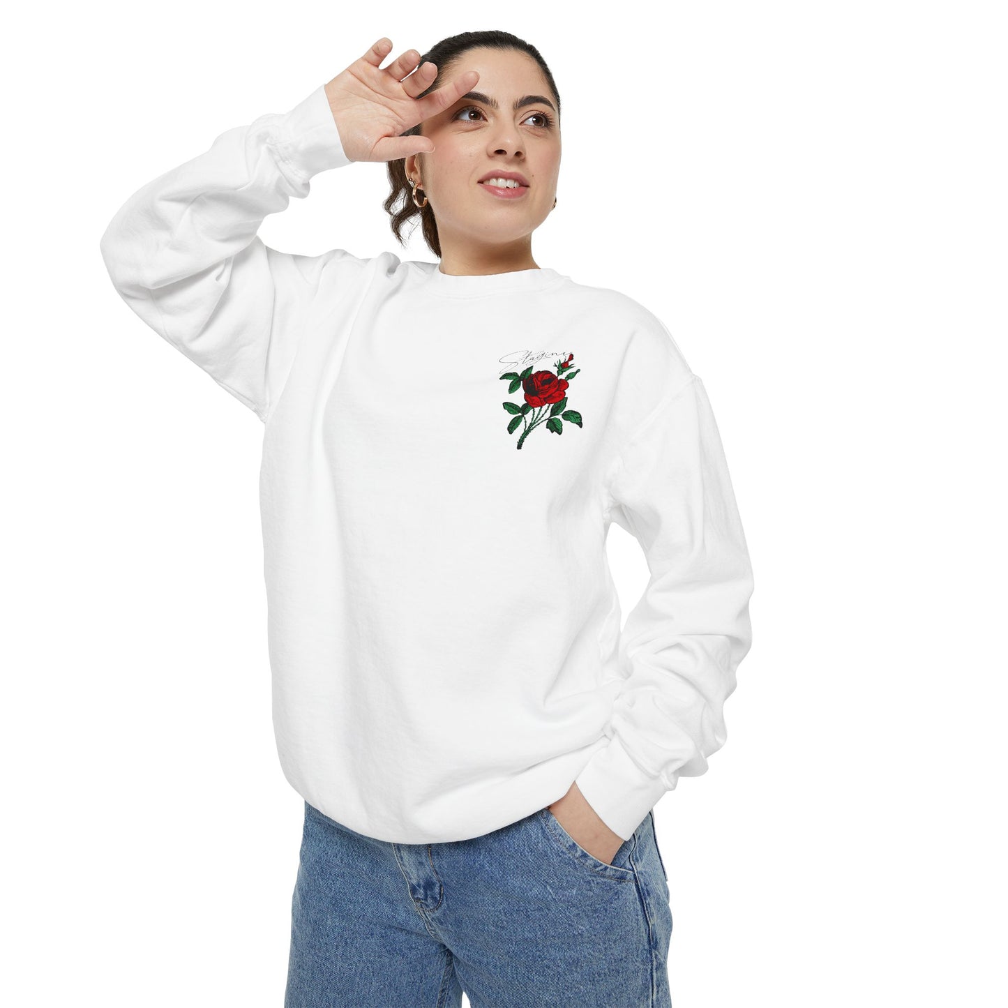 Elegant Rose Garment-Dyed Sweatshirt