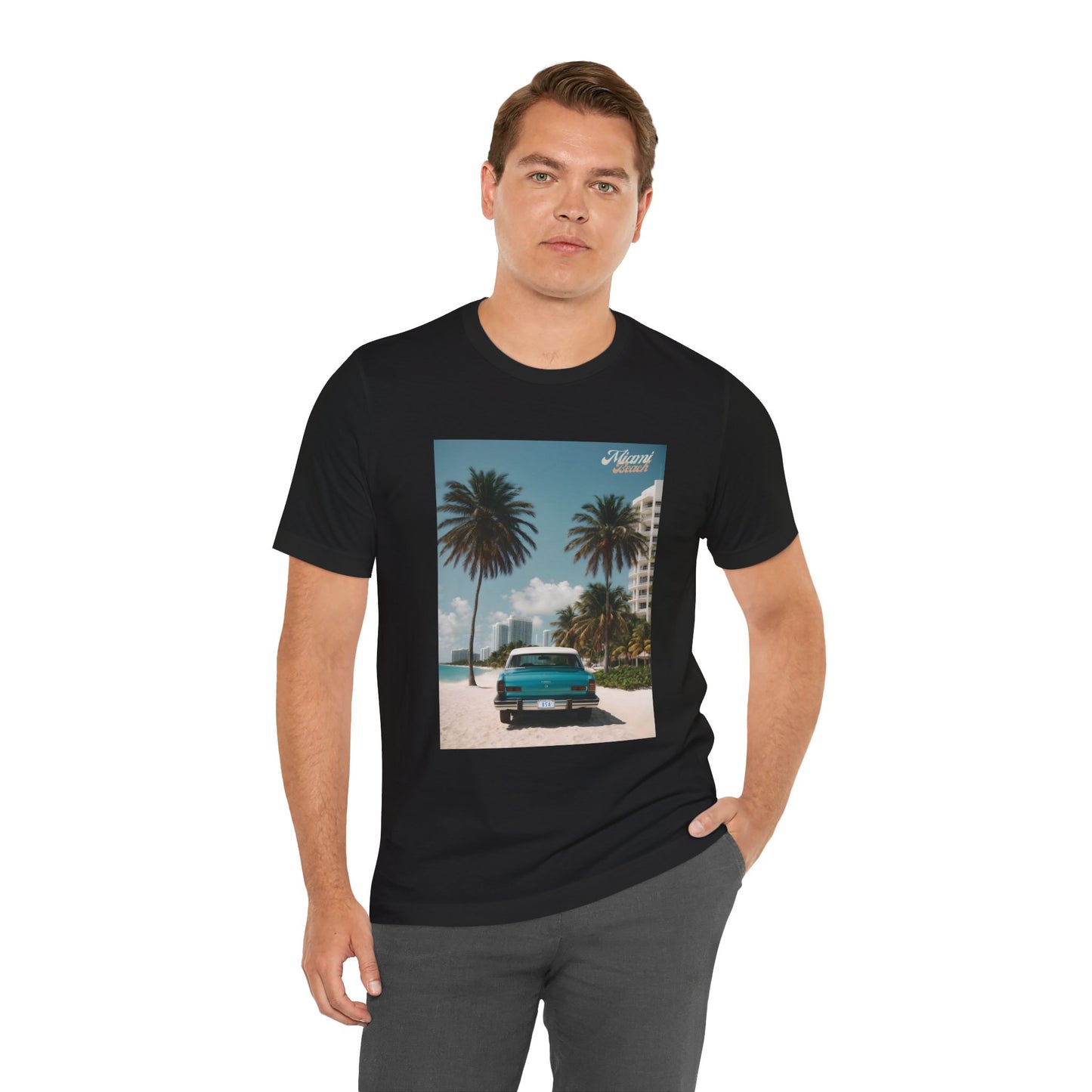 Vintage Car On The Beach Jersey Short Sleeve Tee