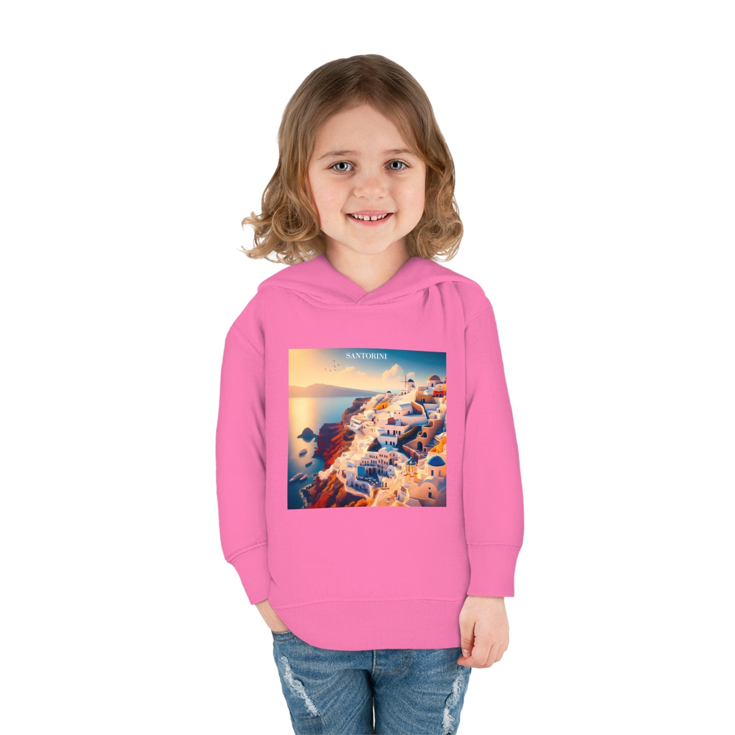 Santorini Sunset Disney Pixar Style Pullover Fleece Hoodie