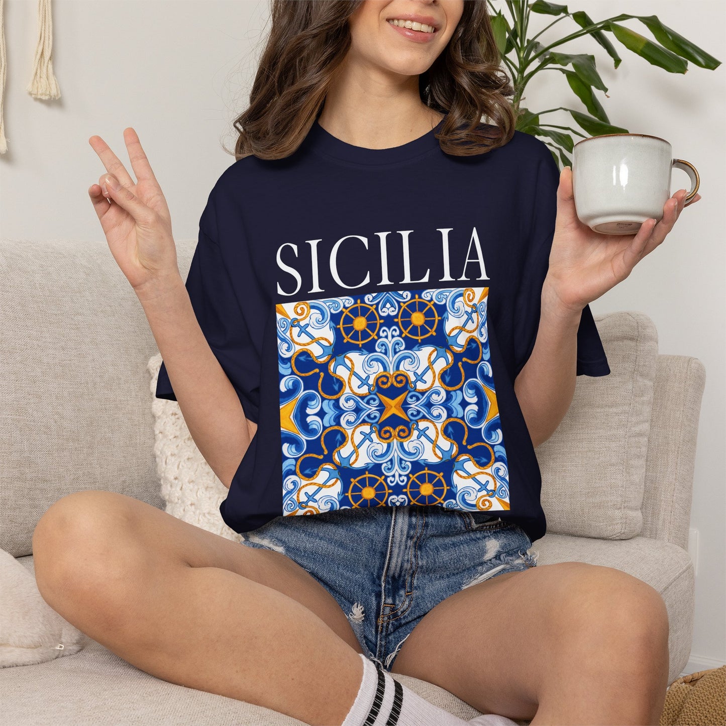 Sicily Vintage Mosaic Graphic T-Shirt - Italy Travel Tee