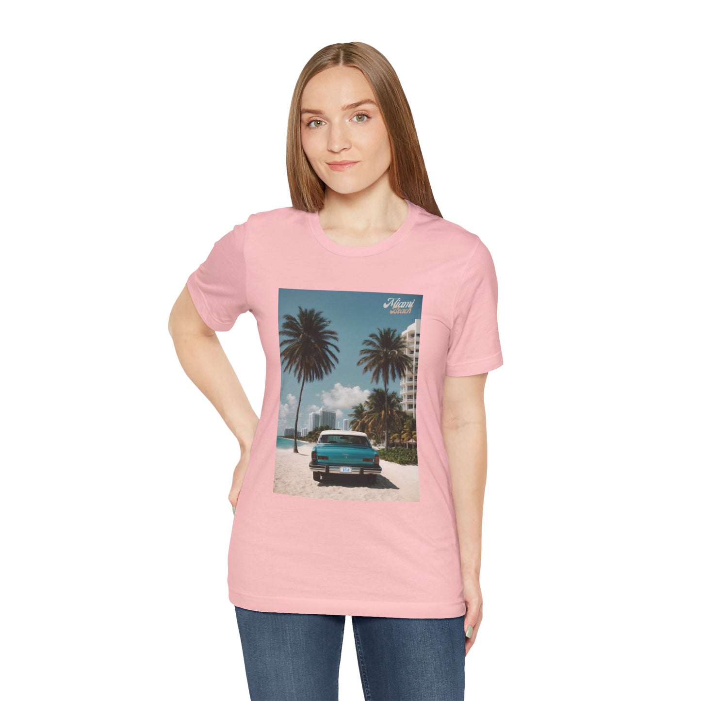 Vintage Car Miami Beach Jersey Short Sleeve Tee