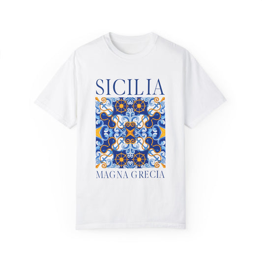 Sicilia Magna Grecia Vintage Mosaic Graphic T-Shirt - Italy Travel Tee