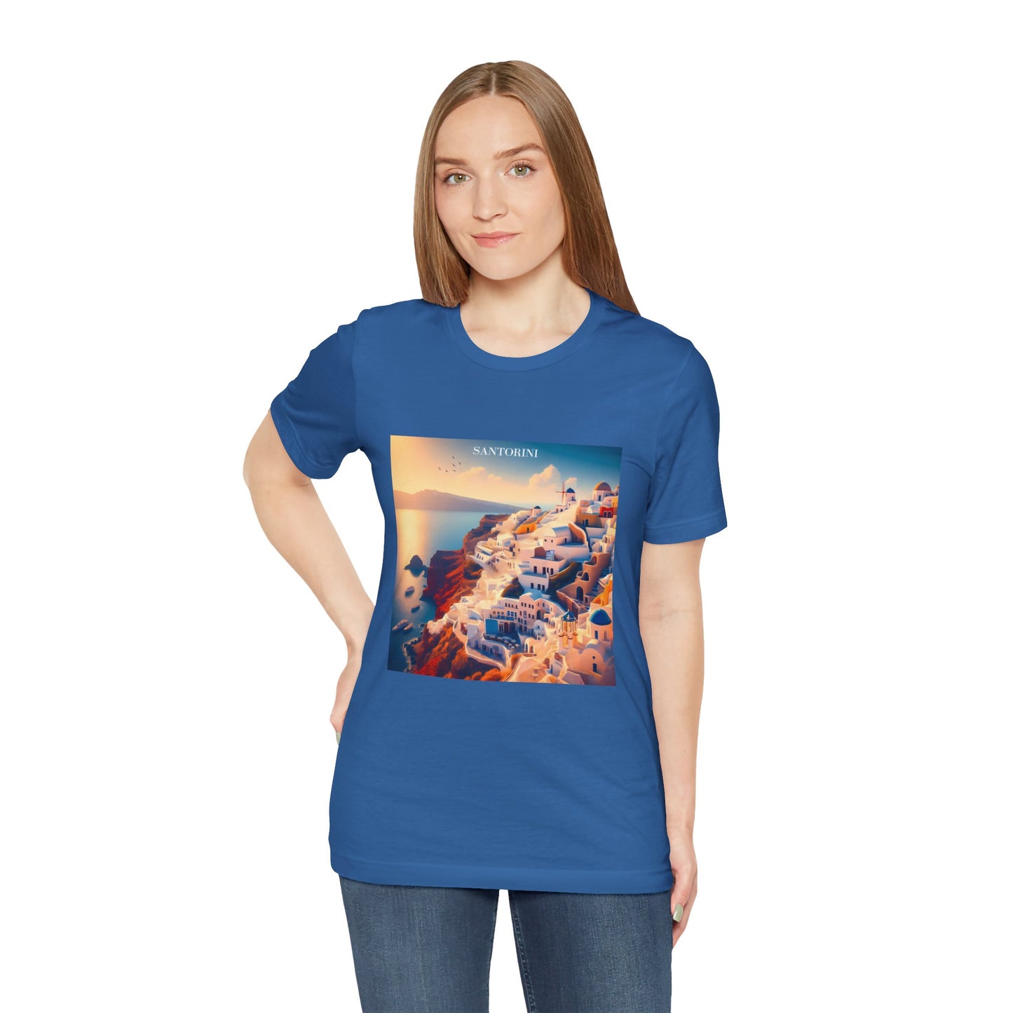 Santorini Sunset Disney Pixar Style Jersey Short Sleeve Tee