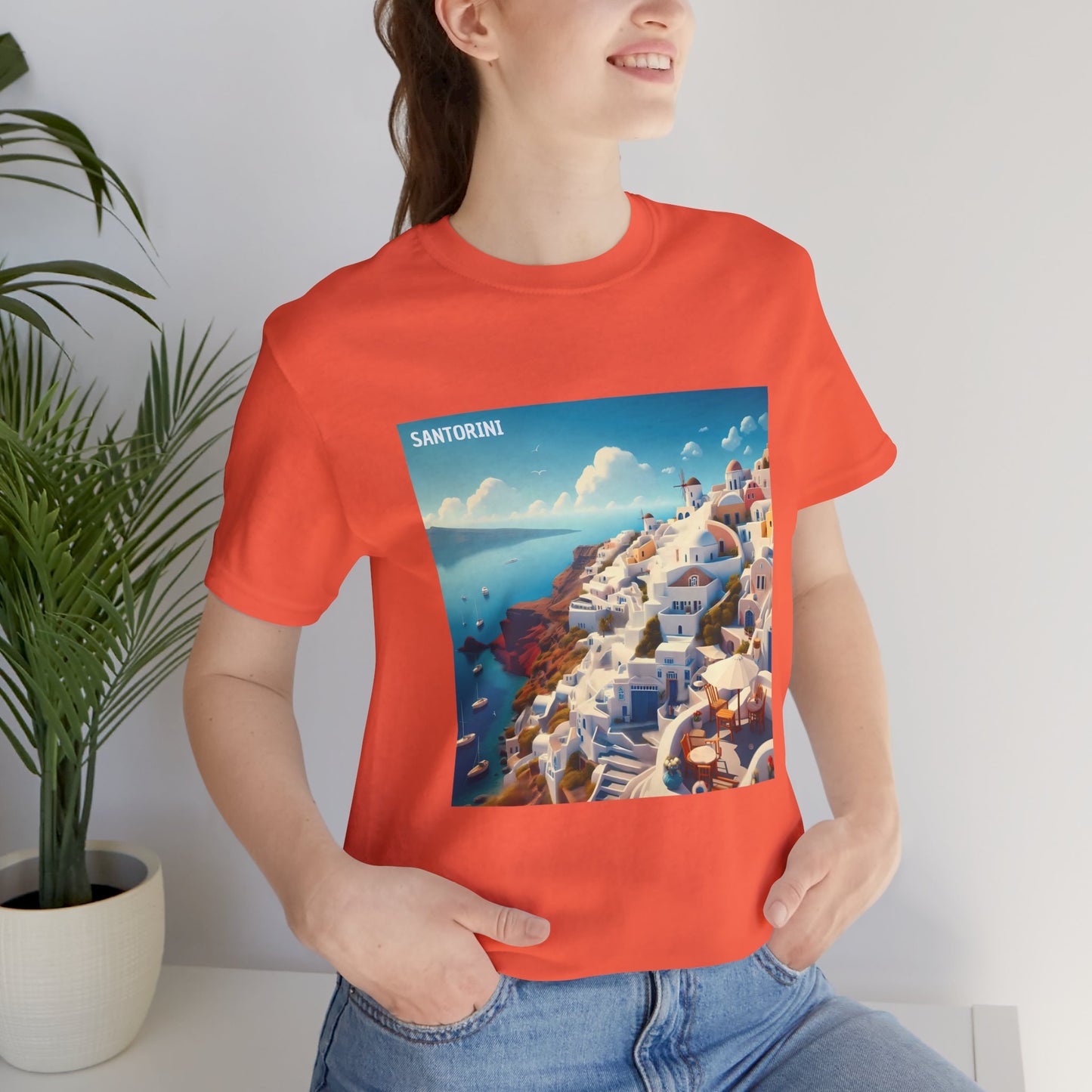 Santorini Oia Disney Pixar Style Jersey Short Sleeve Tee