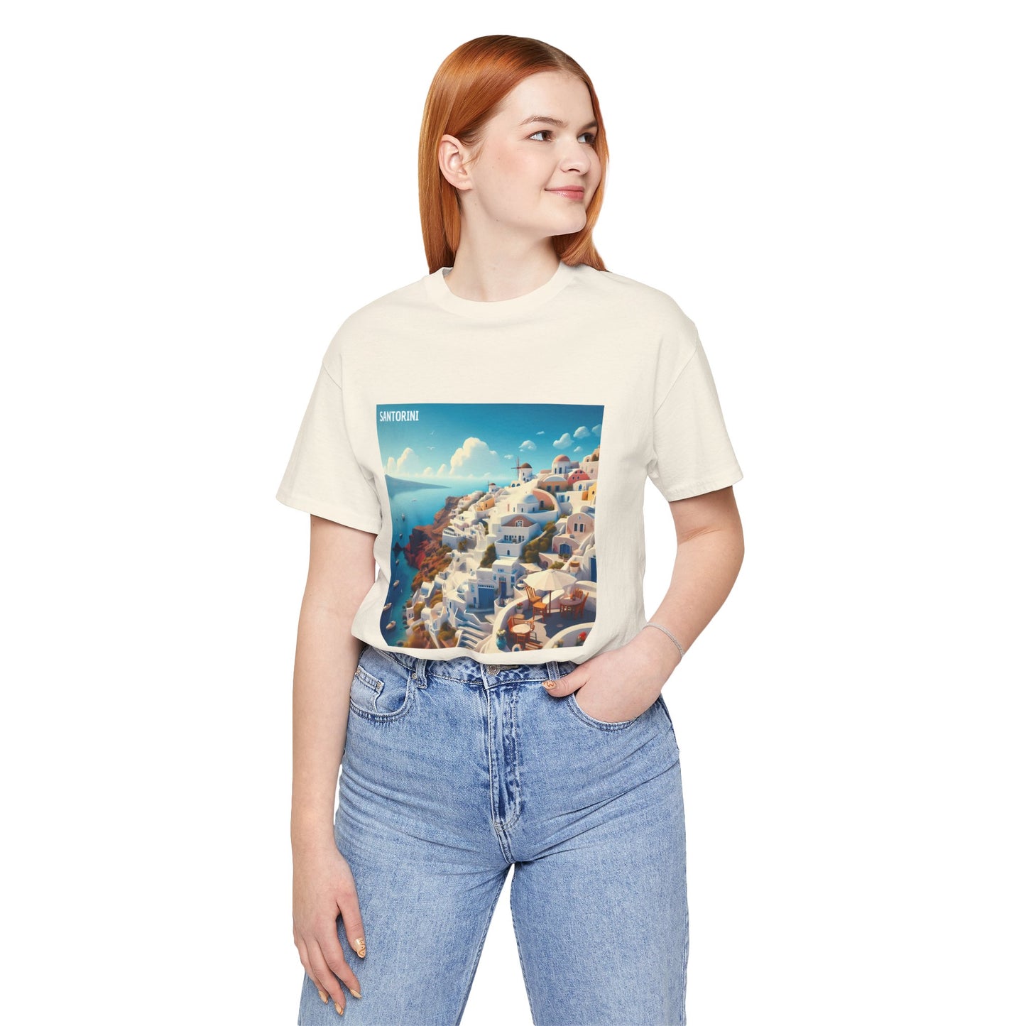 Santorini Oia Disney Pixar Style Jersey Short Sleeve Tee