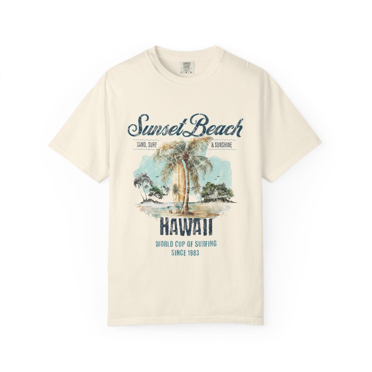 Hawaii Surfing Sunset Beach Graphic T-Shirt