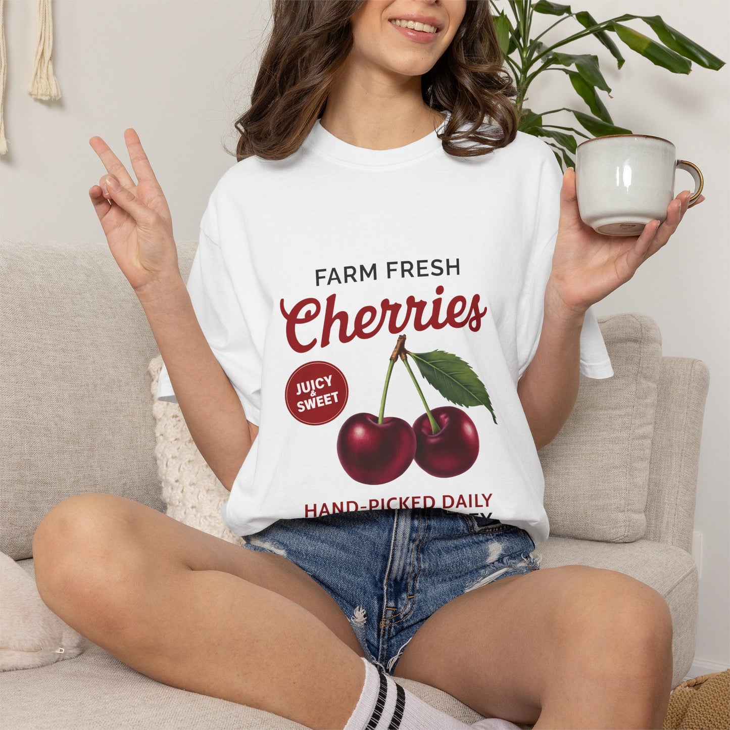 Cherry Fruit Retro Graphic T-Shirt