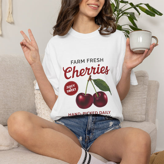 Cherry Fruit Retro Graphic T-Shirt