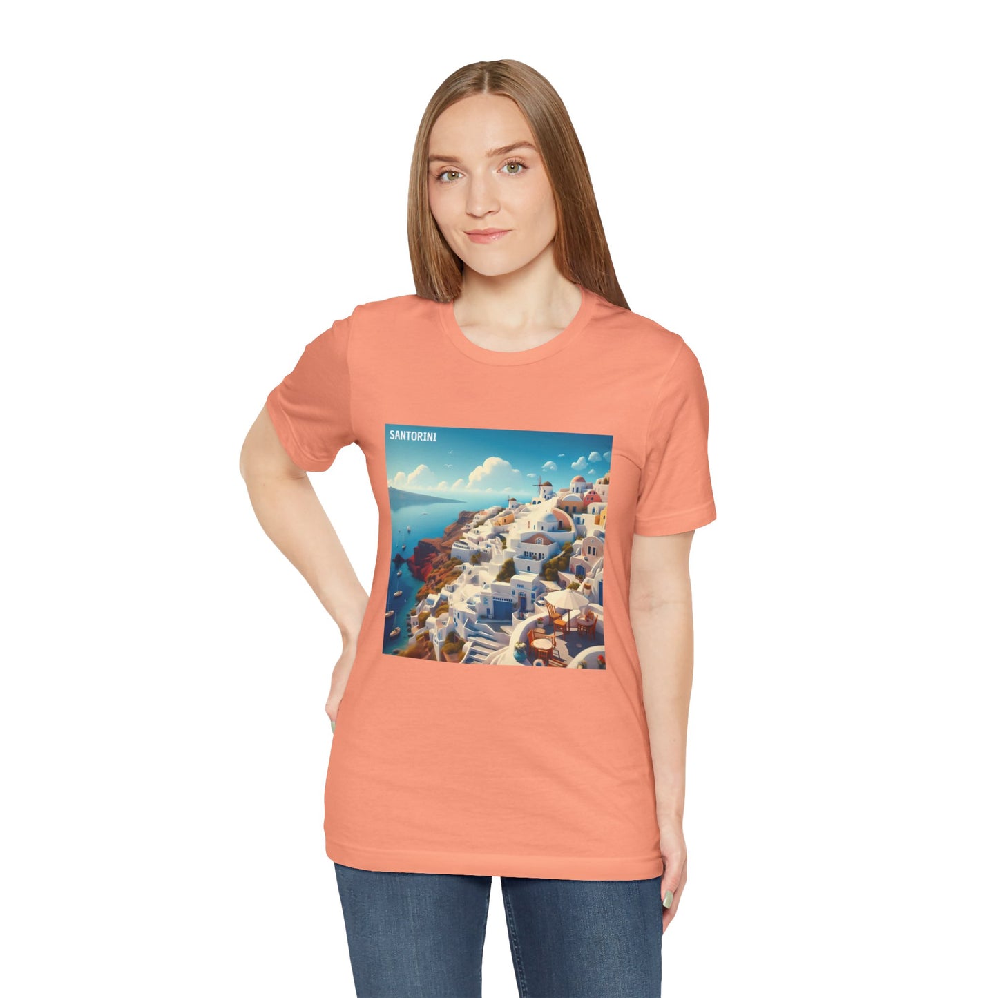 Santorini Oia Disney Pixar Style Jersey Short Sleeve Tee