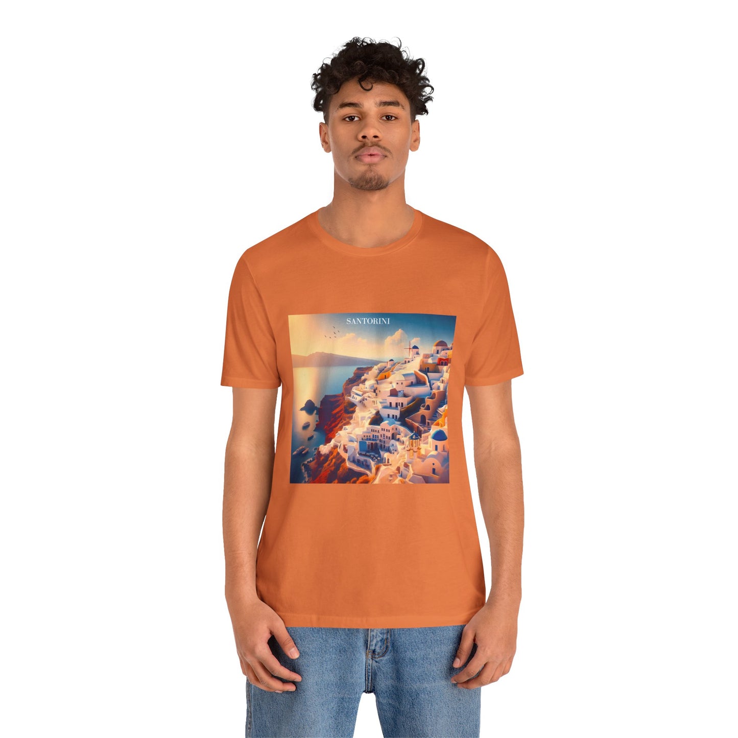 Santorini Sunset Disney Pixar Style Jersey Short Sleeve Tee