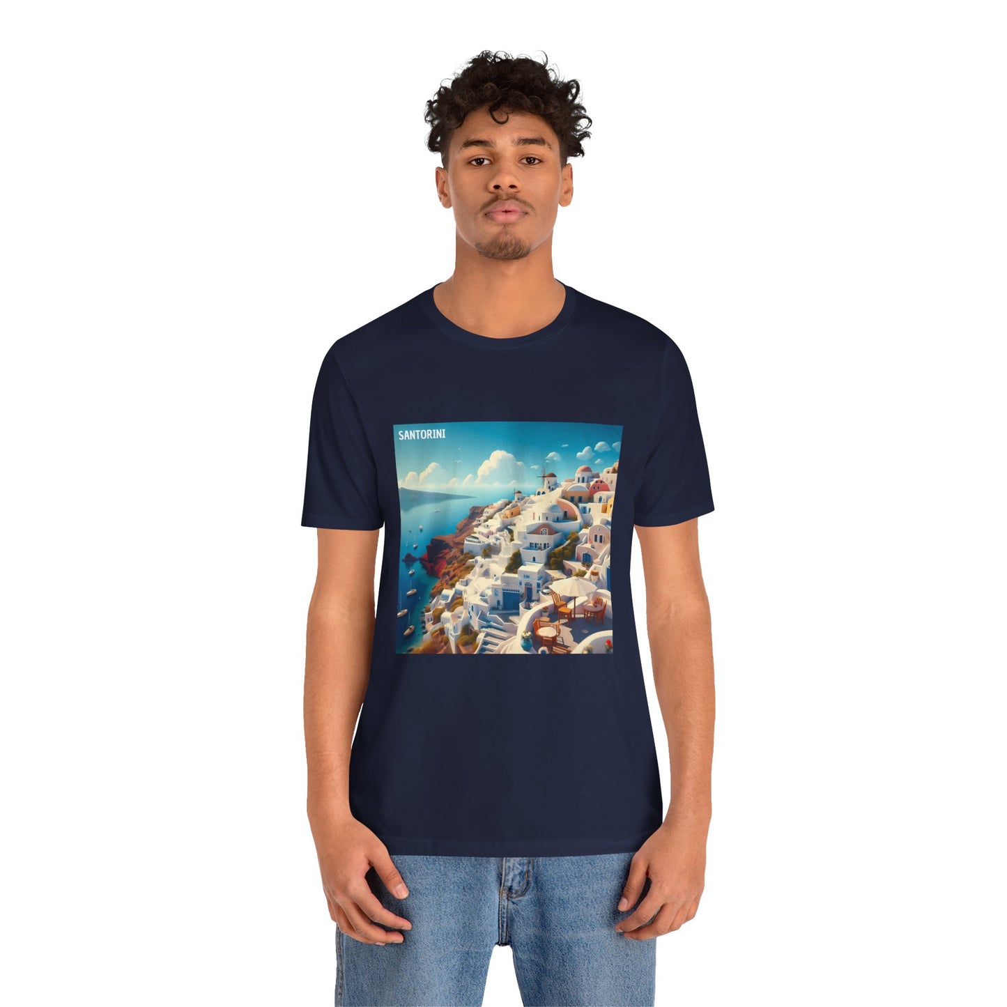 Santorini Oia Disney Pixar Style Jersey Short Sleeve Tee