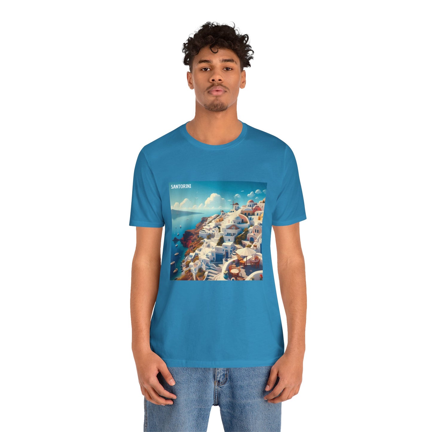 Santorini Oia Disney Pixar Style Jersey Short Sleeve Tee