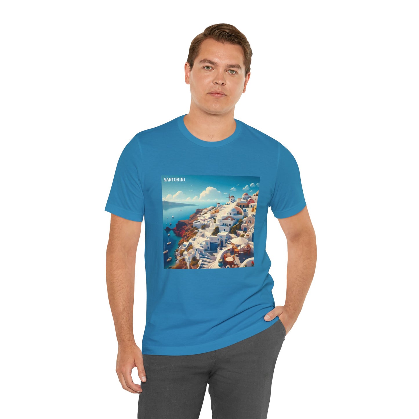 Santorini Oia Disney Pixar Style Jersey Short Sleeve Tee