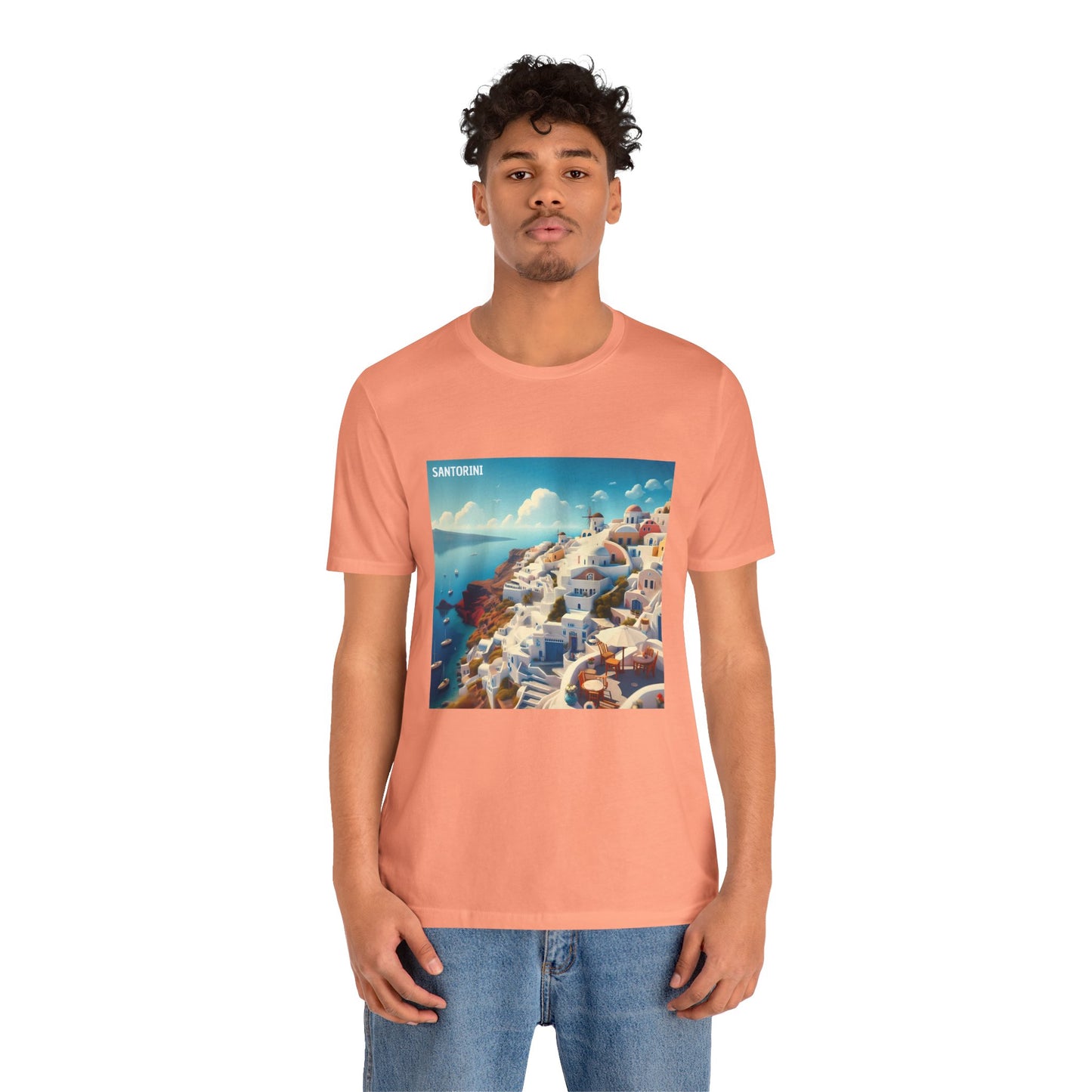 Santorini Oia Disney Pixar Style Jersey Short Sleeve Tee