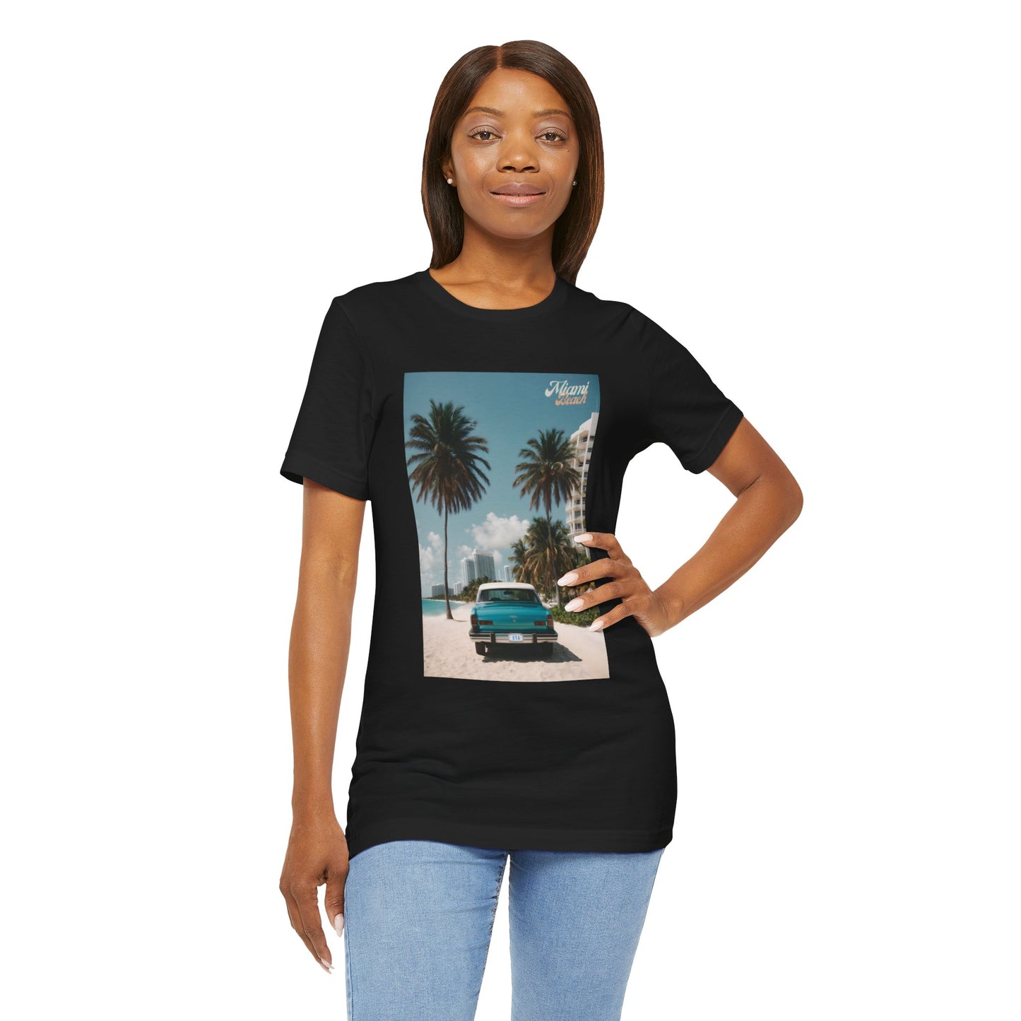 Vintage Car Miami Beach Jersey Short Sleeve Tee