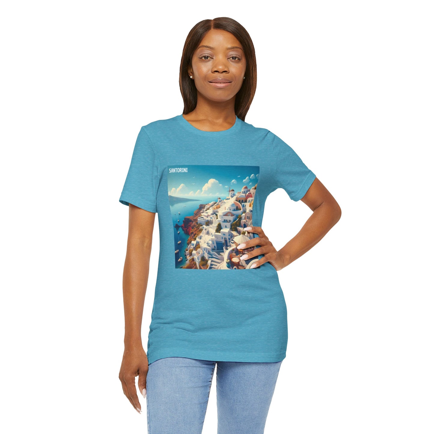 Santorini Oia Disney Pixar Style Jersey Short Sleeve Tee