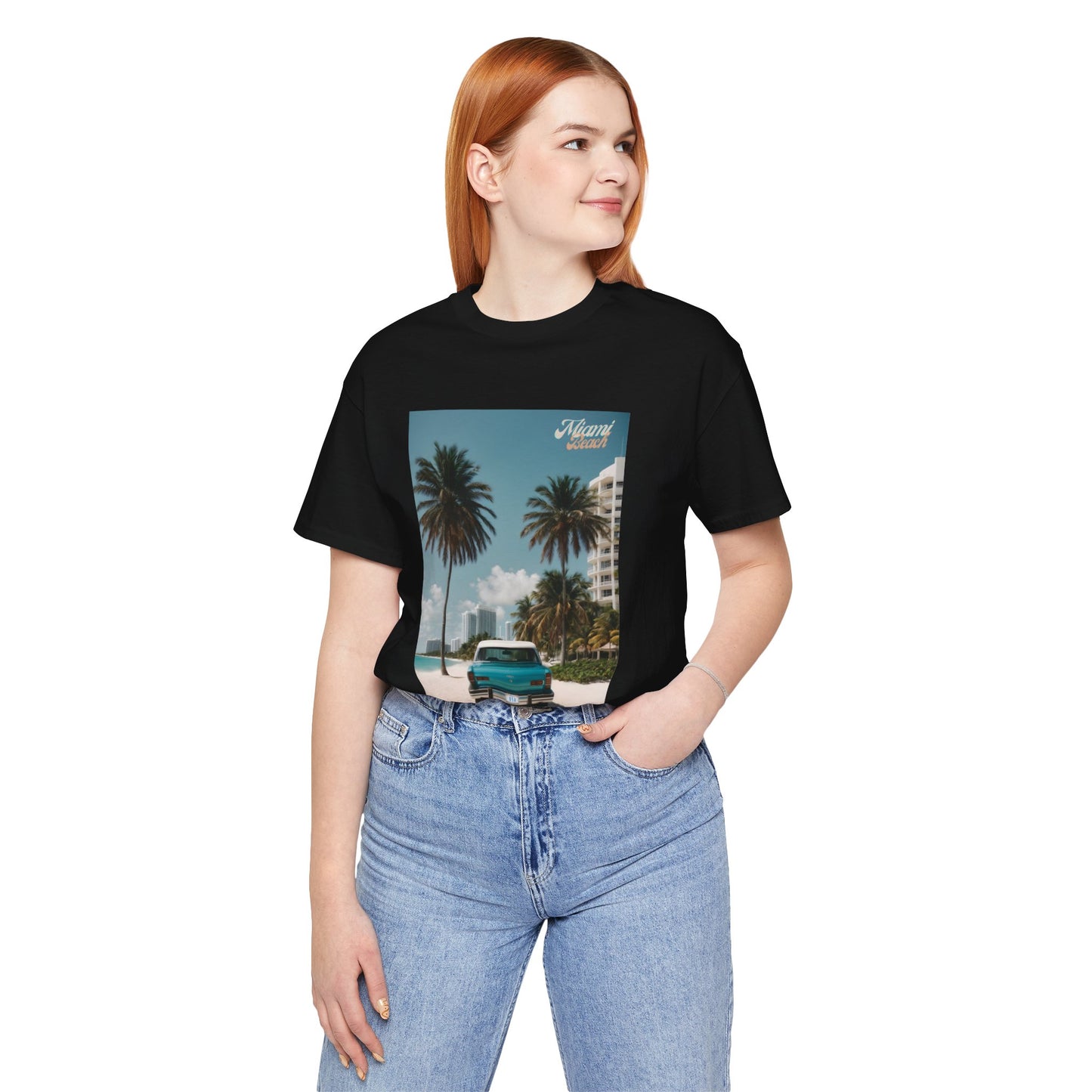 Vintage Car Miami Beach Jersey Short Sleeve Tee