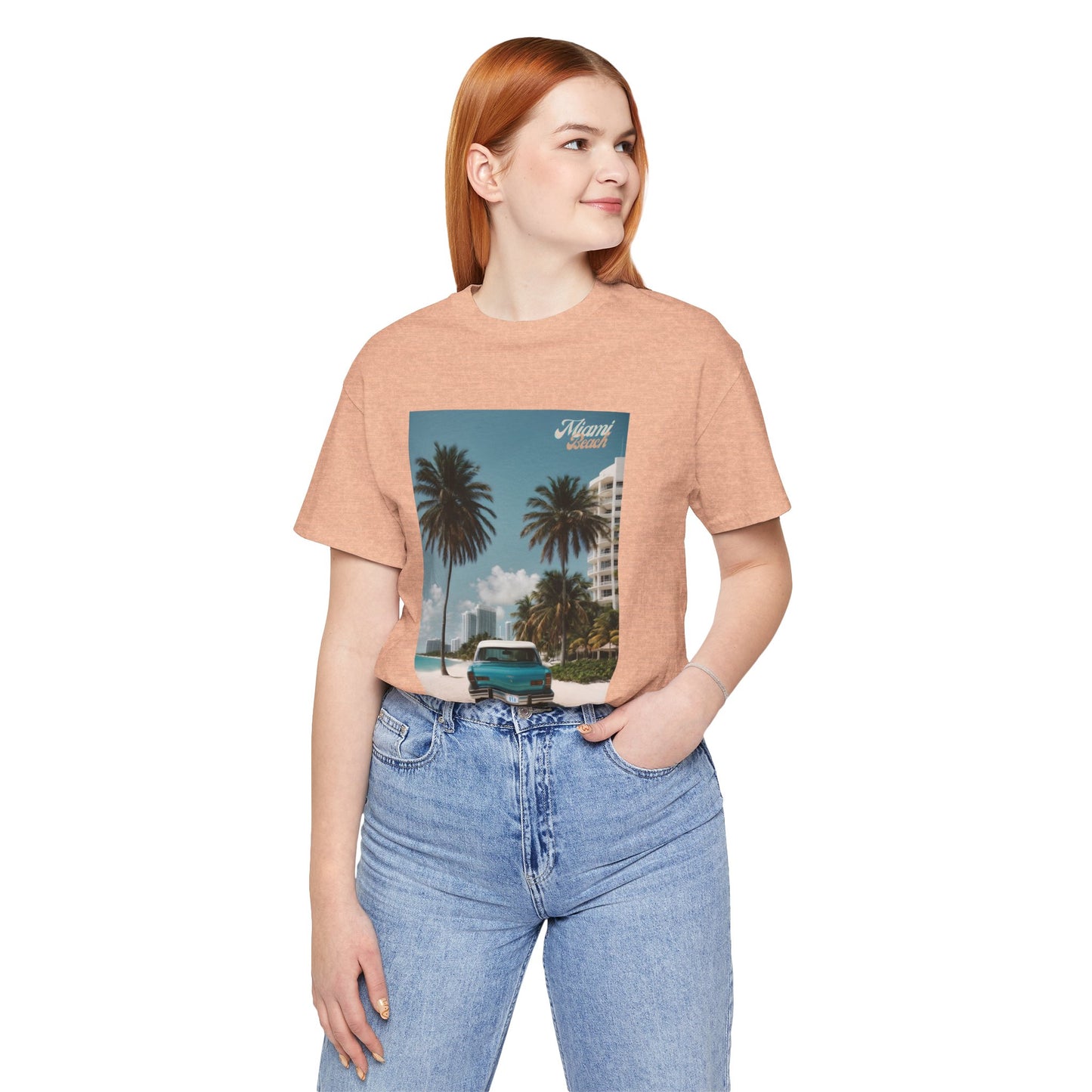 Vintage Car Miami Beach Jersey Short Sleeve Tee