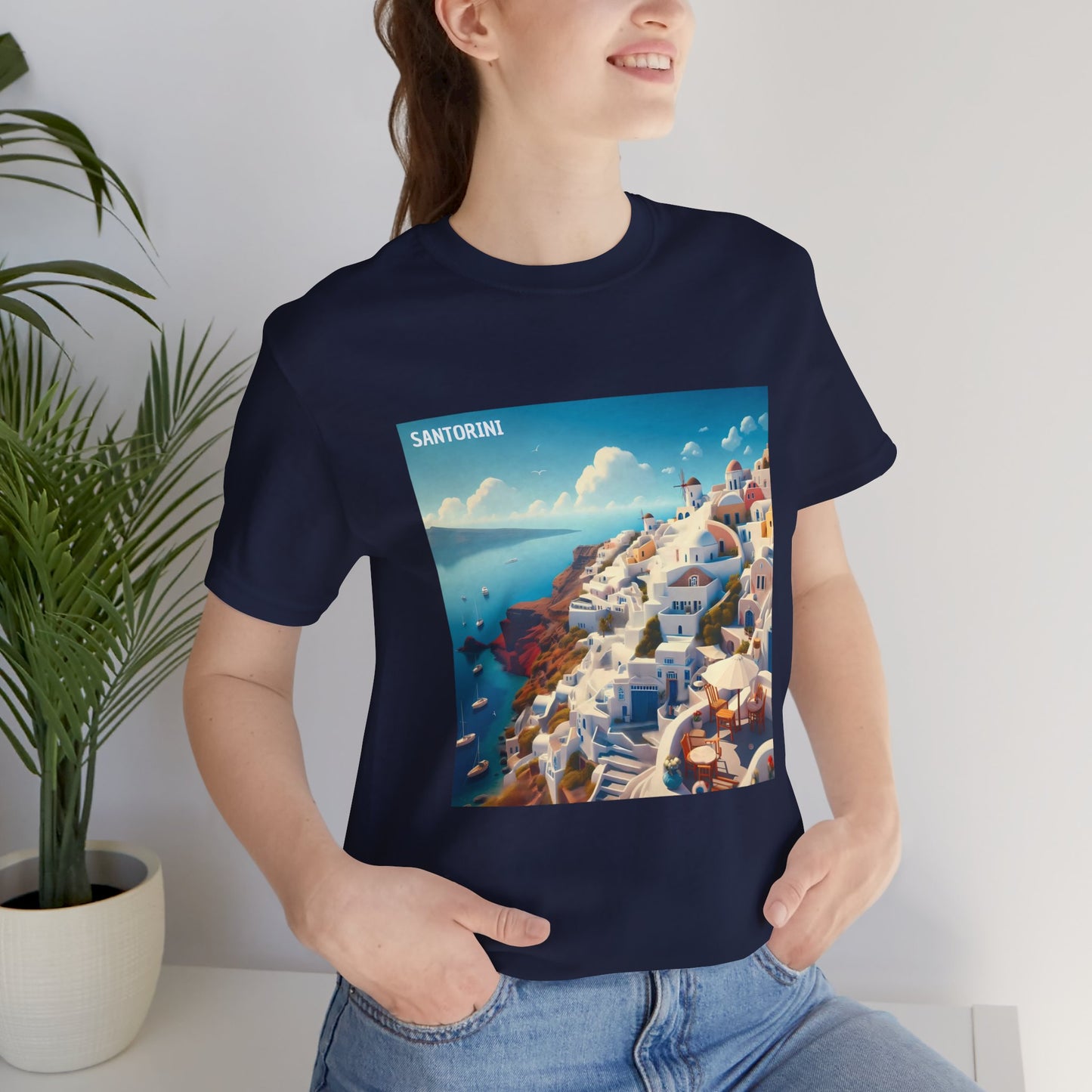 Santorini Oia Disney Pixar Style Jersey Short Sleeve Tee