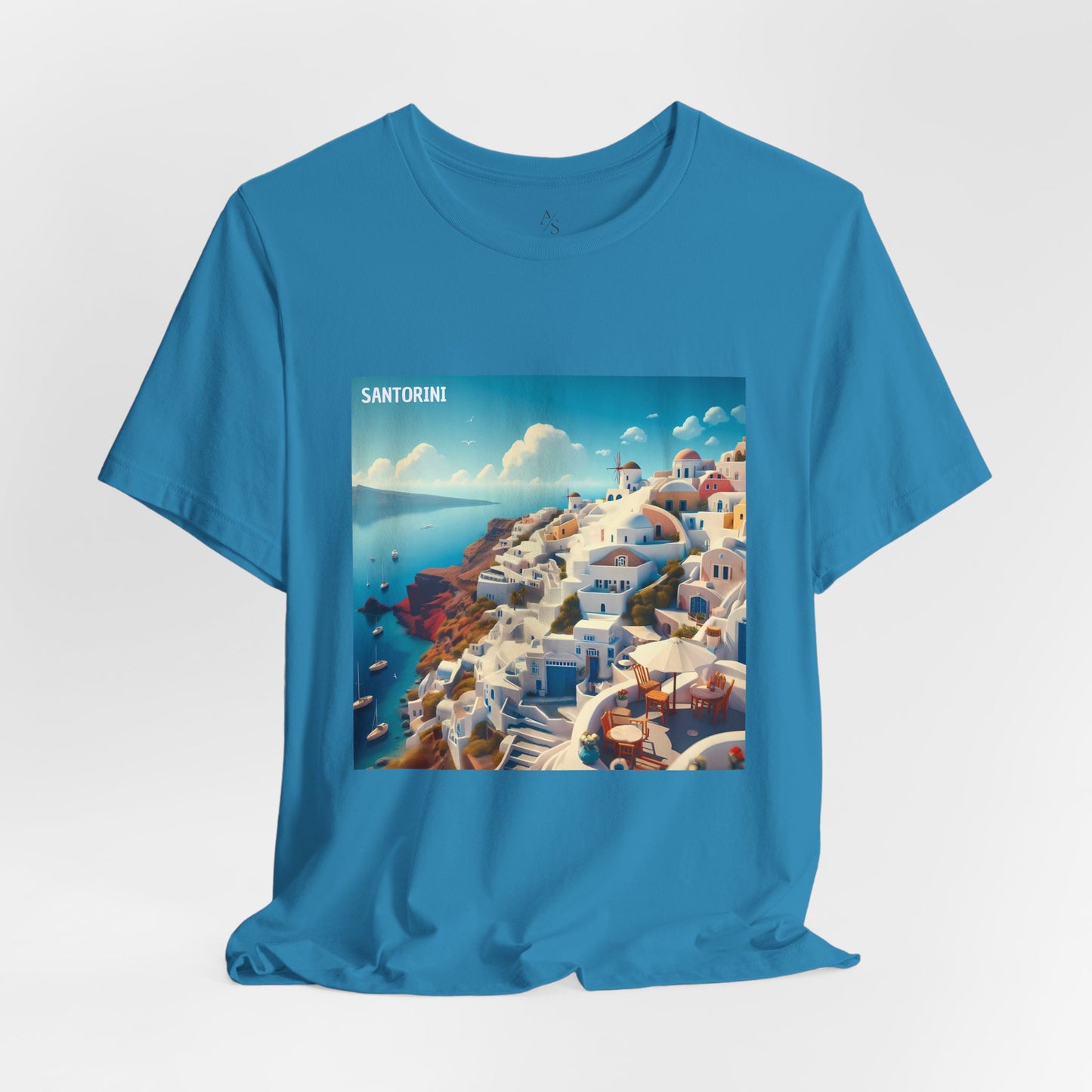 Santorini Oia Disney Pixar Style Jersey Short Sleeve Tee