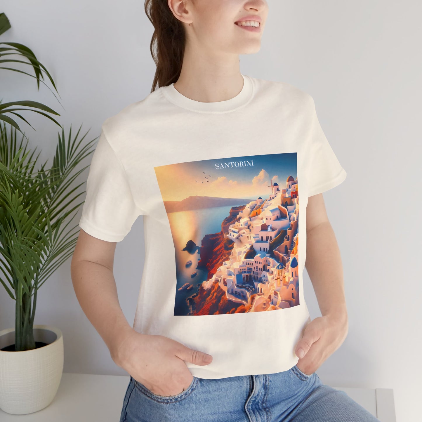 Santorini Sunset Disney Pixar Style Jersey Short Sleeve Tee