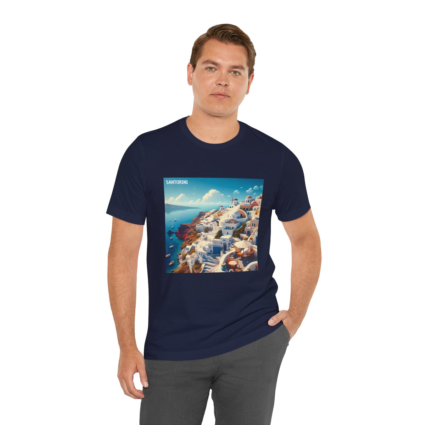 Santorini Oia Disney Pixar Style Jersey Short Sleeve Tee