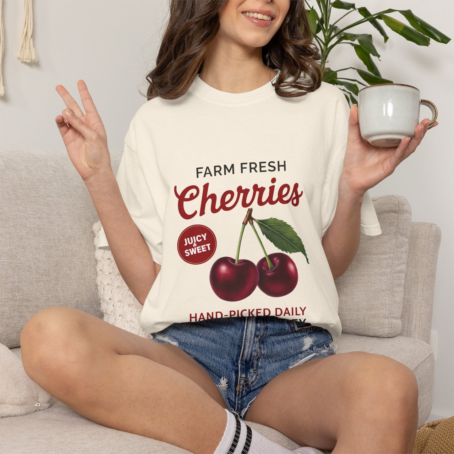 Cherry Fruit Retro Graphic T-Shirt