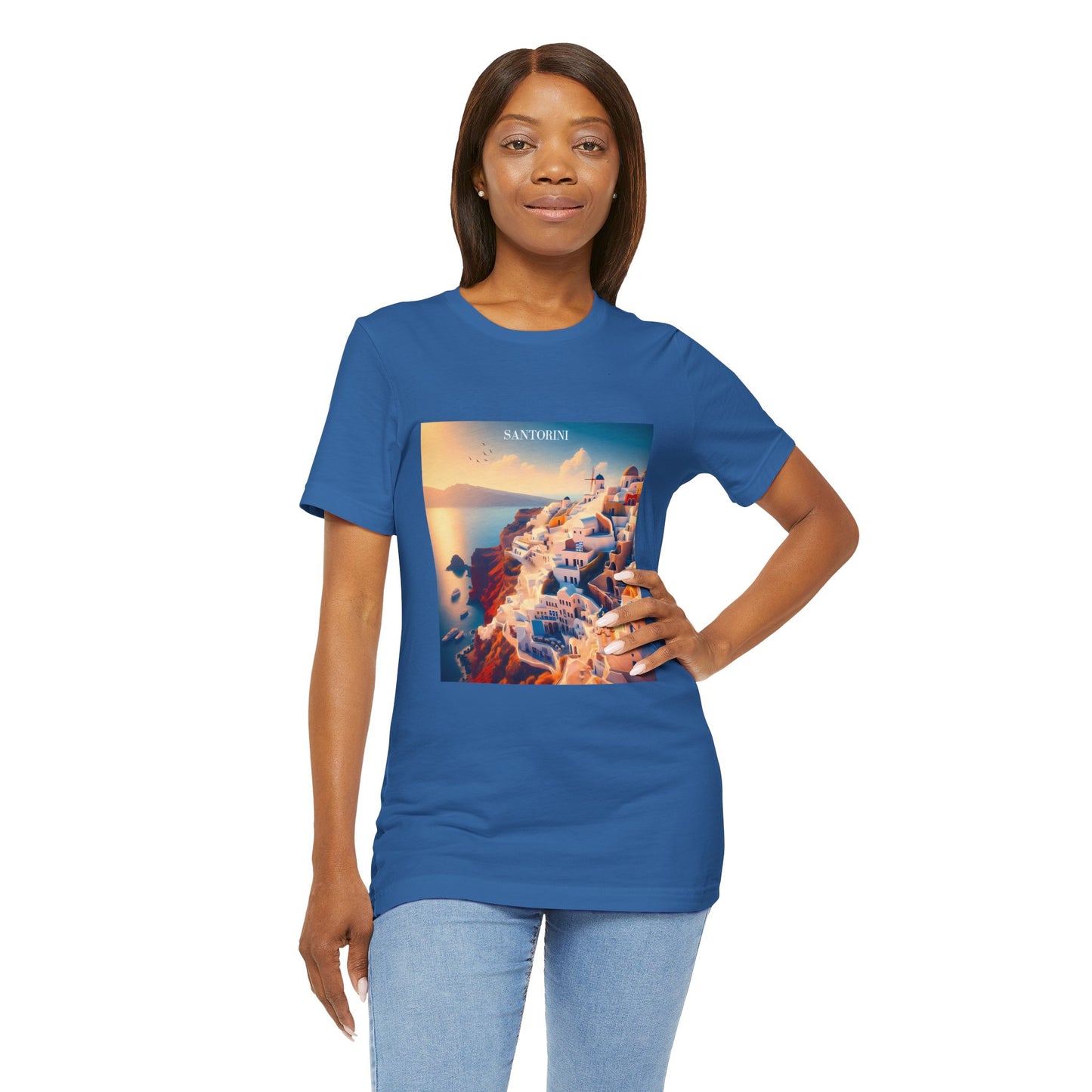 Santorini Sunset Disney Pixar Style Jersey Short Sleeve Tee