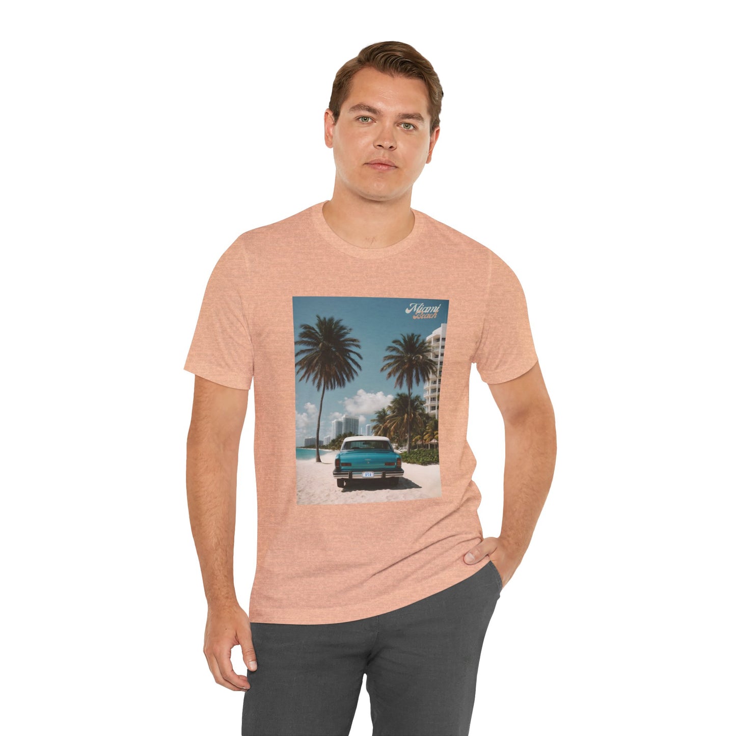 Vintage Car On The Beach Jersey Short Sleeve Tee