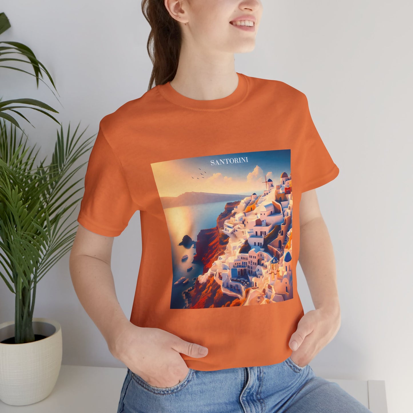 Santorini Sunset Disney Pixar Style Jersey Short Sleeve Tee