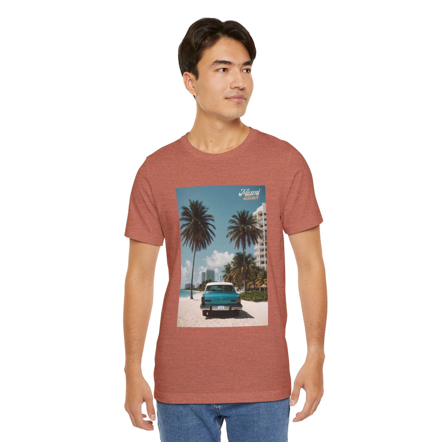 Vintage Car On The Beach Jersey Short Sleeve Tee