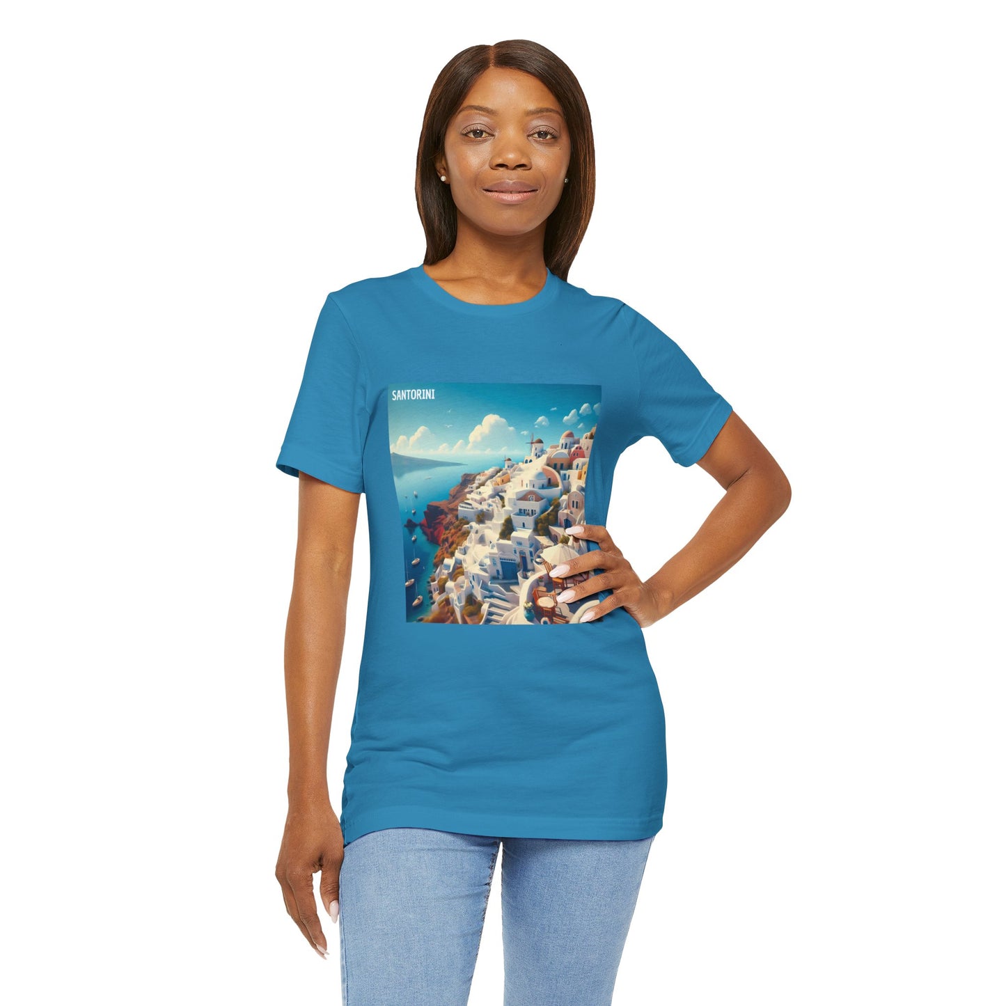 Santorini Oia Disney Pixar Style Jersey Short Sleeve Tee