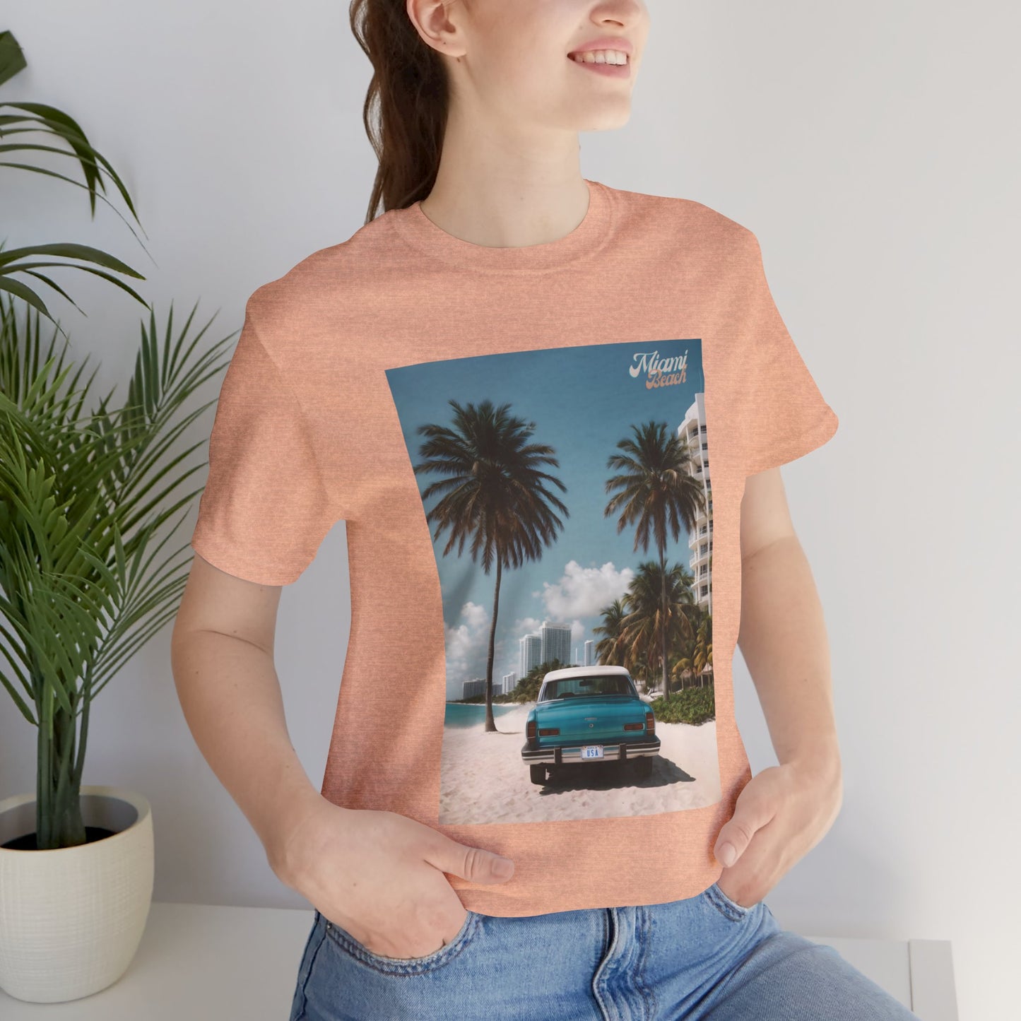 Vintage Car Miami Beach Jersey Short Sleeve Tee