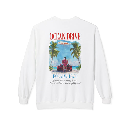 Ocean Drive 1980 Miami Beach Retro Graphic Sweatshirt