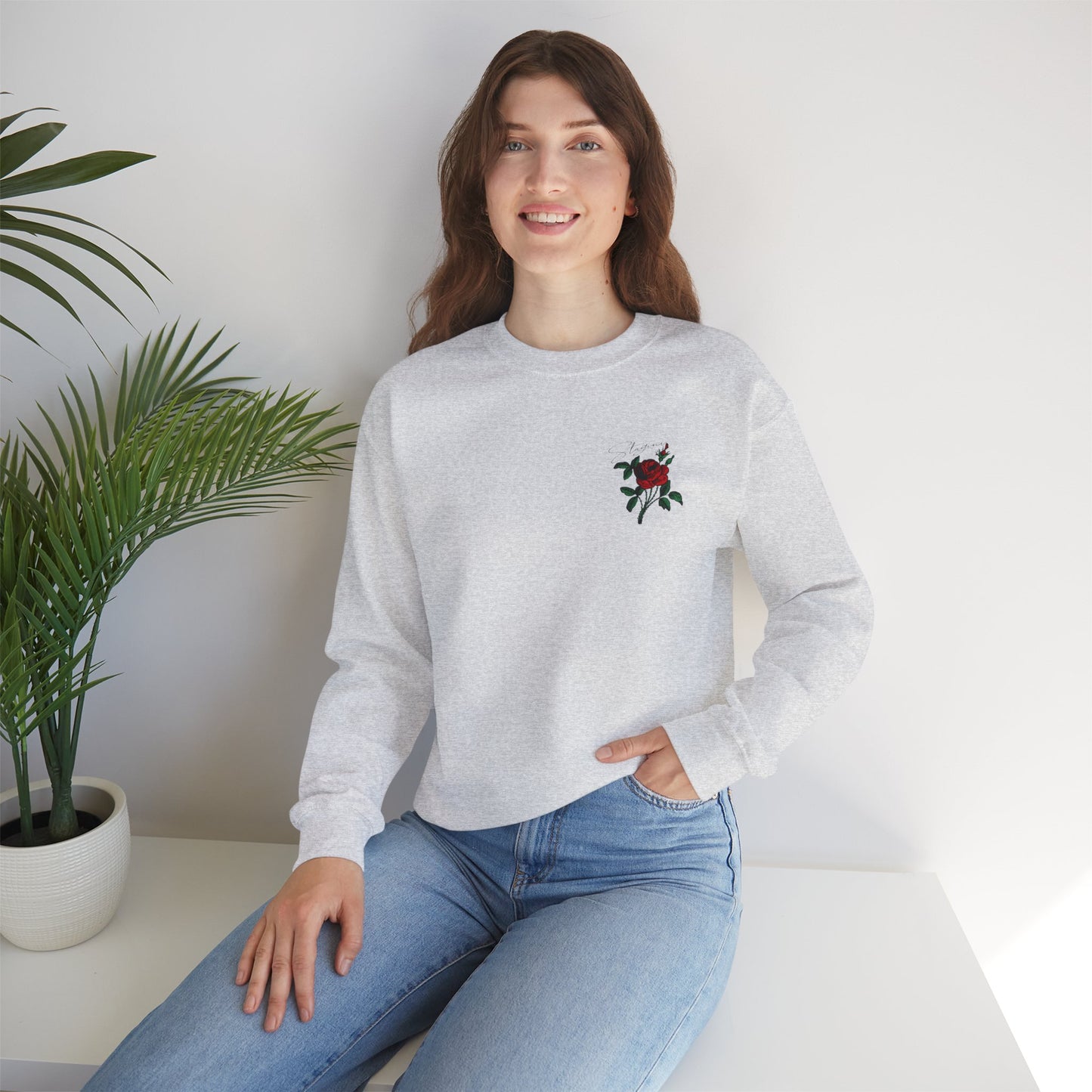 Elegant Rose Heavy Graphic Sweatshirt