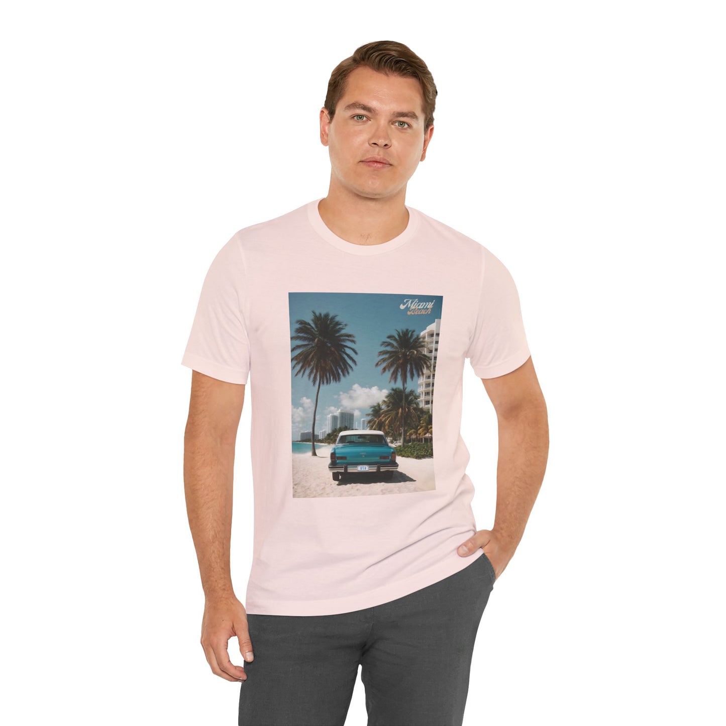 Vintage Car On The Beach Jersey Short Sleeve Tee