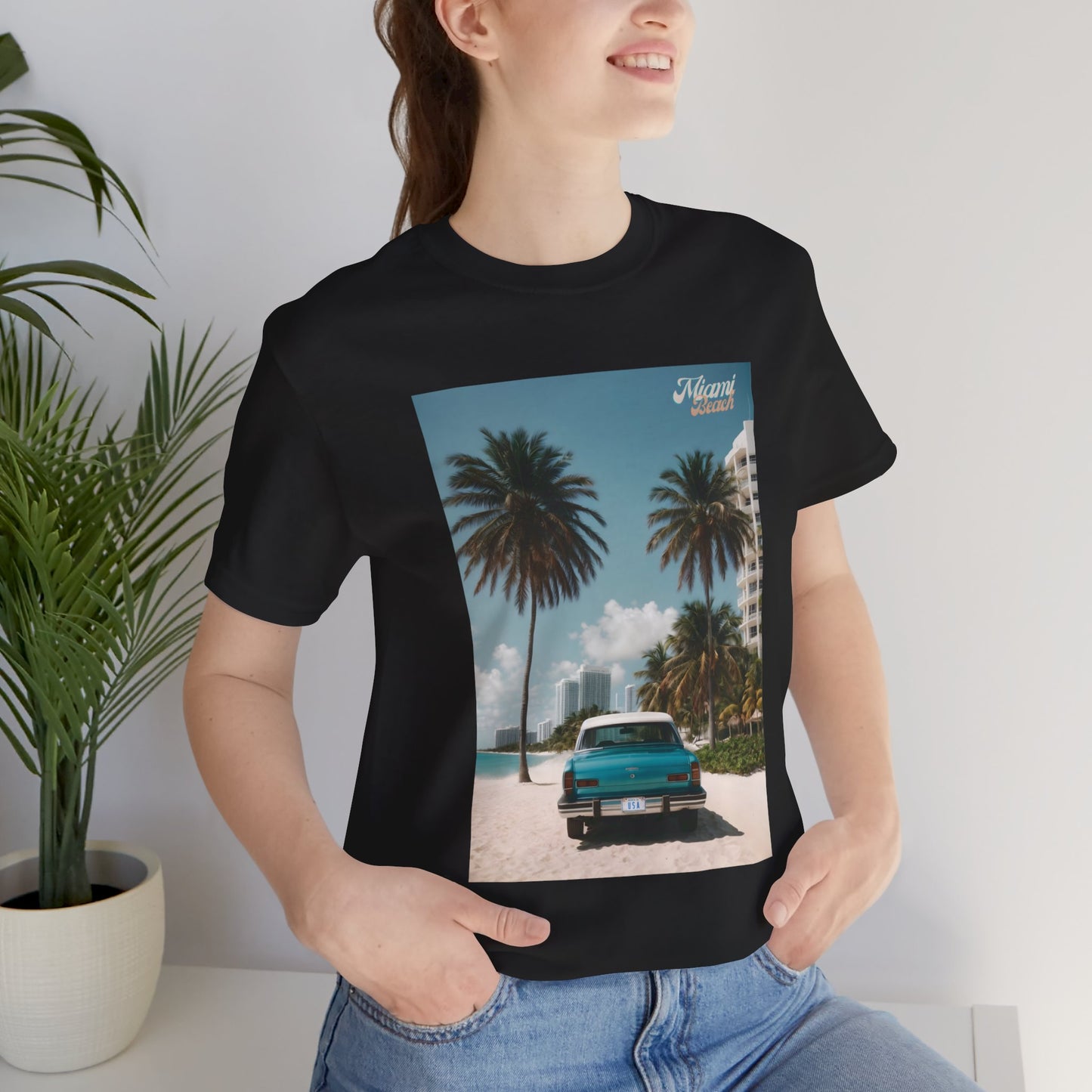 Vintage Car Miami Beach Jersey Short Sleeve Tee