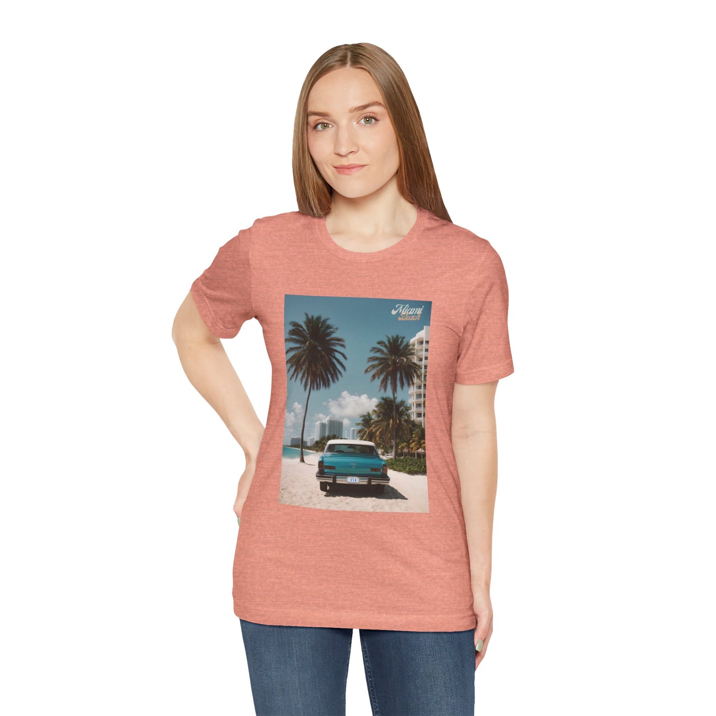 Vintage Car Miami Beach Jersey Short Sleeve Tee