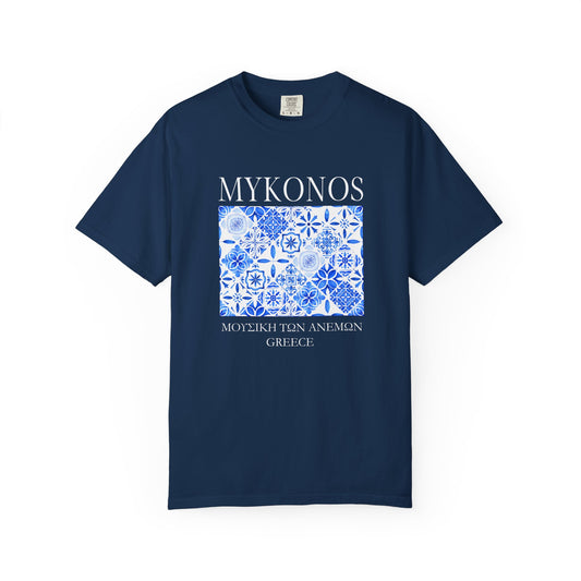 Mykonos Vintage Mosaic Graphic T-Shirt - Greece Travel Tee