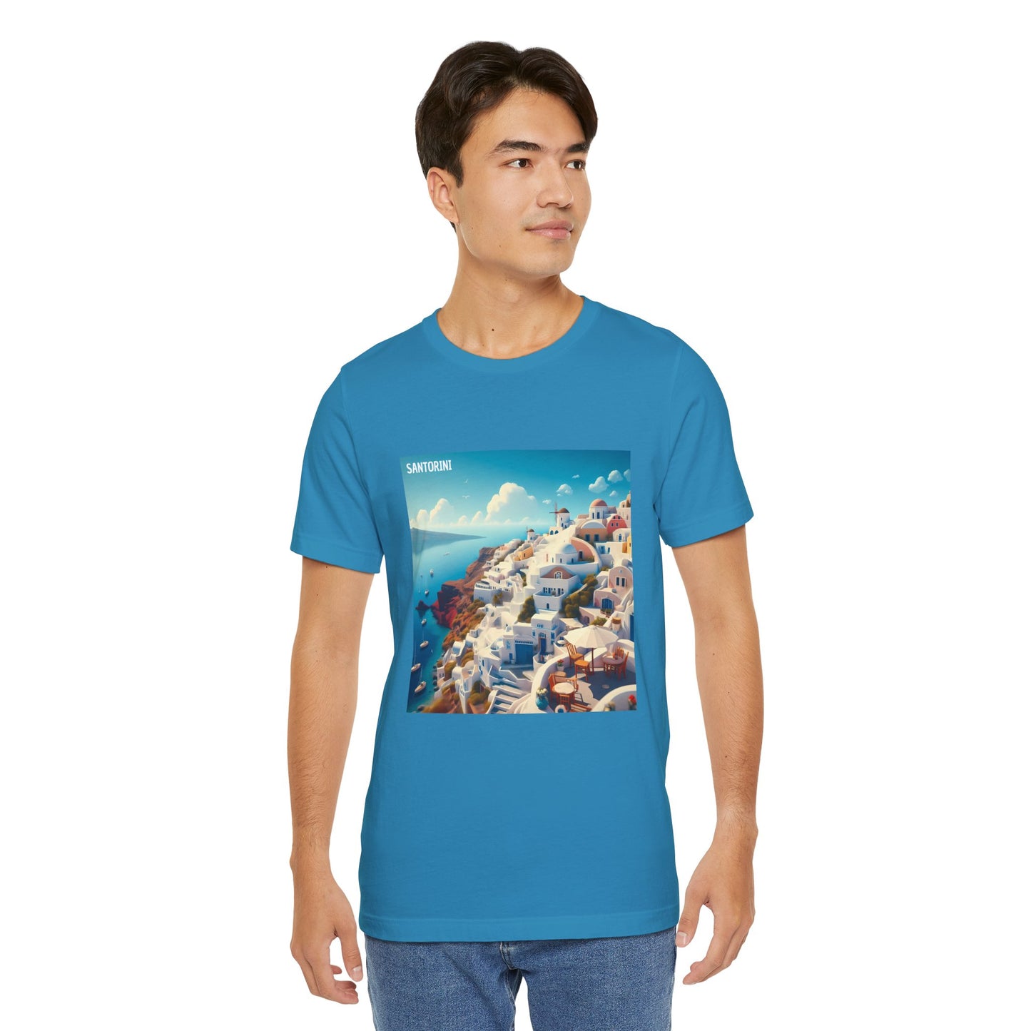 Santorini Oia Disney Pixar Style Jersey Short Sleeve Tee