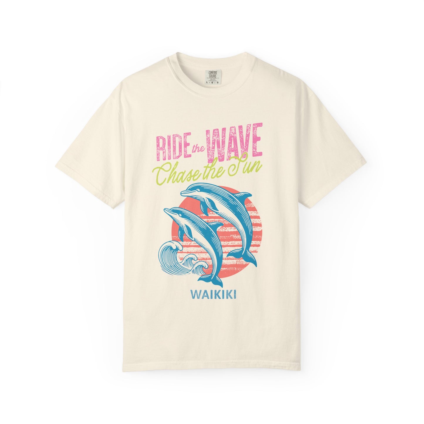 Waikiki Hawaii Surfing Dolphins Graphic T-Shirt