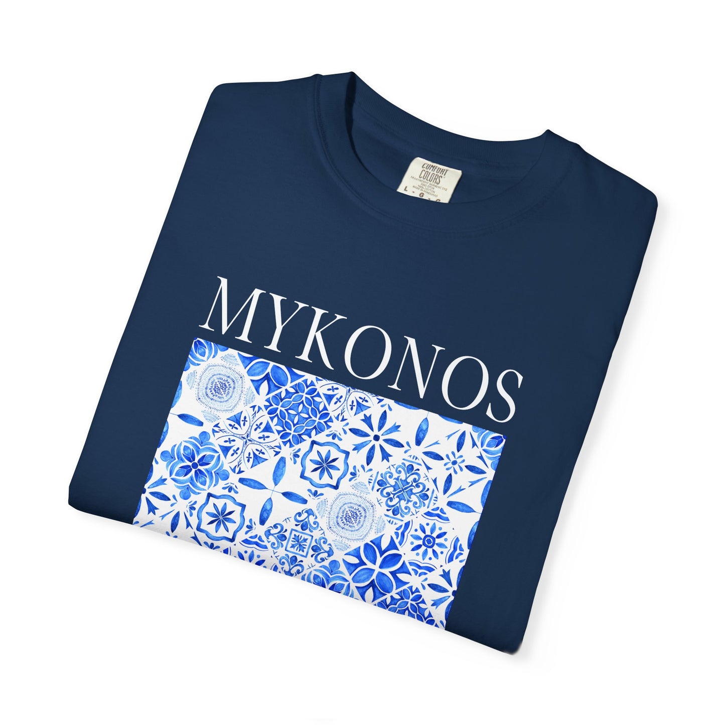 Mykonos Vintage Mosaic Graphic T-Shirt - Greece Travel Tee