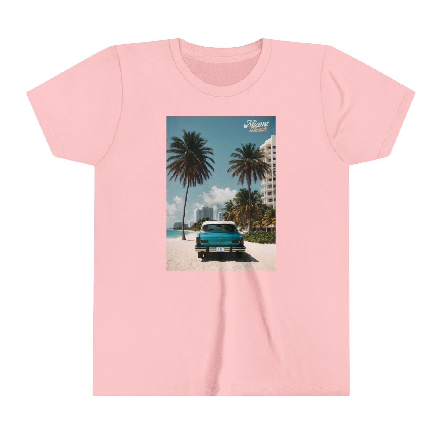 Vintage Car On The Beach Youth Short Sleeve Tee