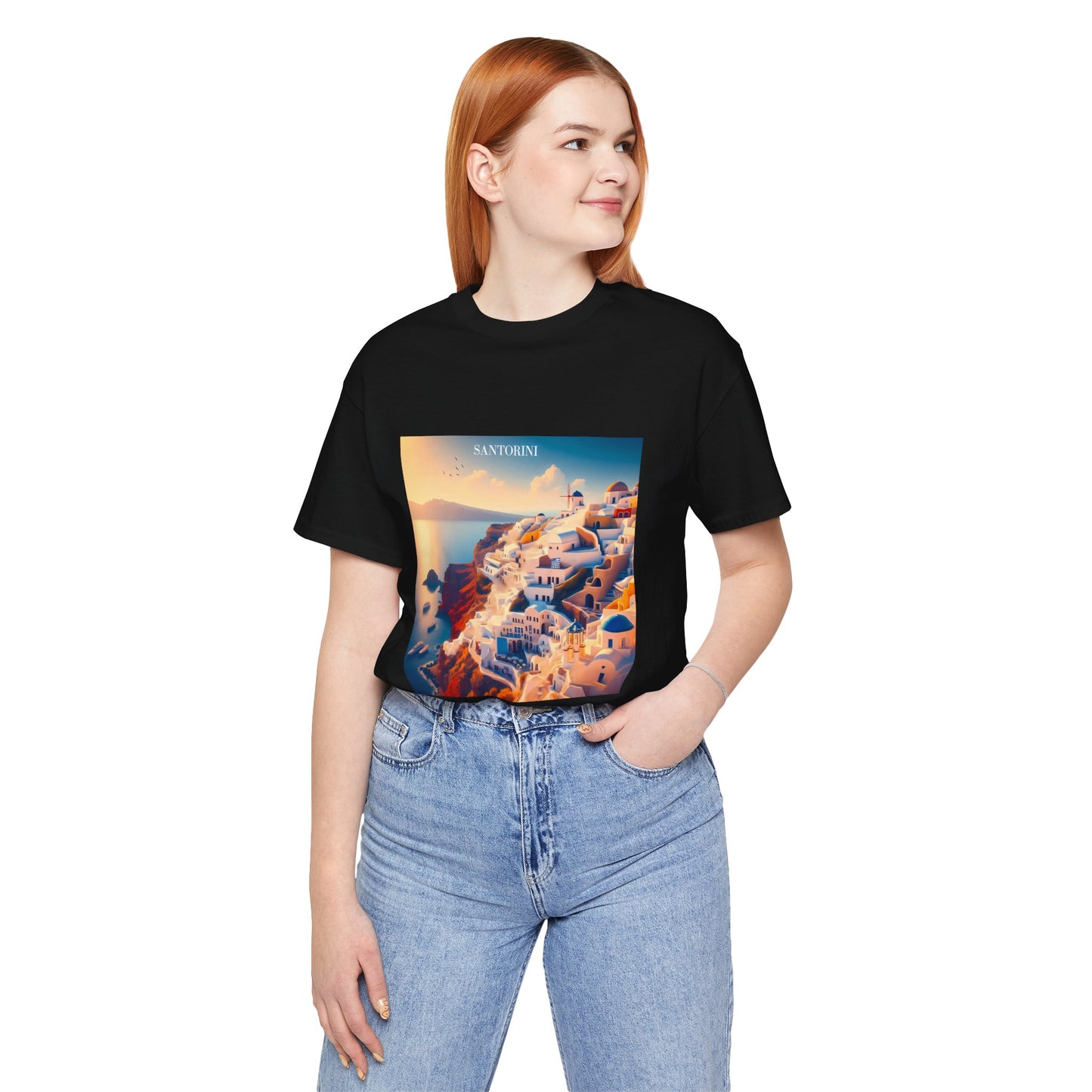 Santorini Sunset Disney Pixar Style Jersey Short Sleeve Tee