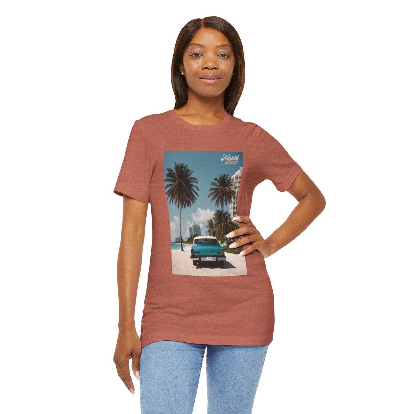 Vintage Car Miami Beach Jersey Short Sleeve Tee