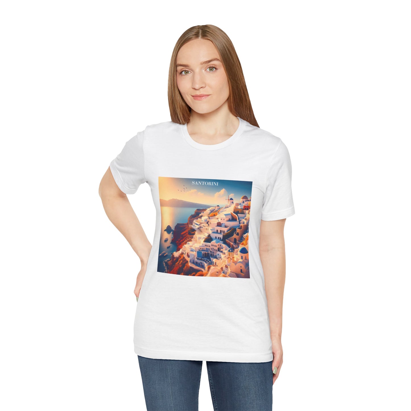 Santorini Sunset Disney Pixar Style Jersey Short Sleeve Tee